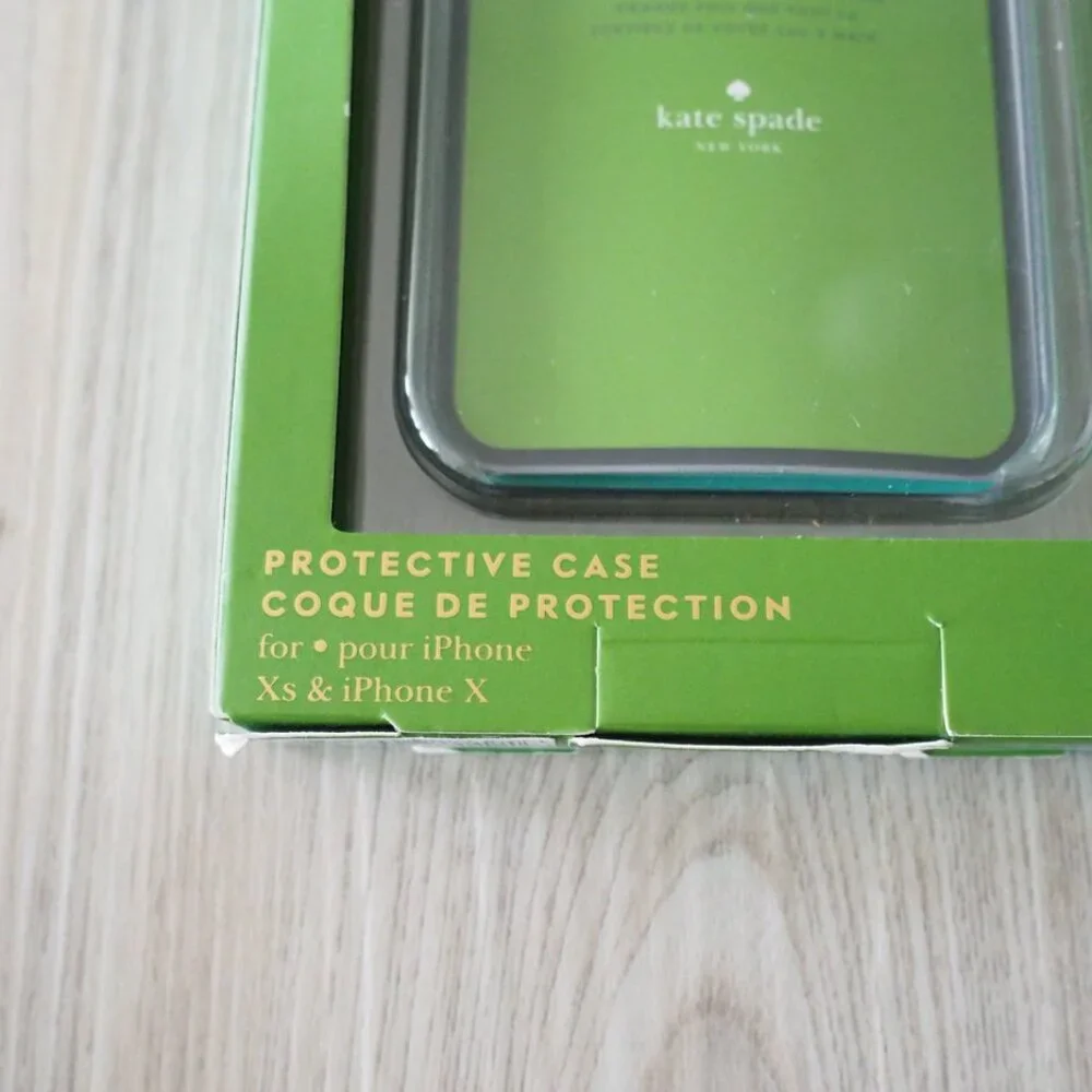 NWT Kate Spade iPhone X & Xs Clear Silver Glitter and clear Protective Case NIB